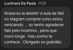 Mensagem real de aluna do Método Progressiva Maravilhosa