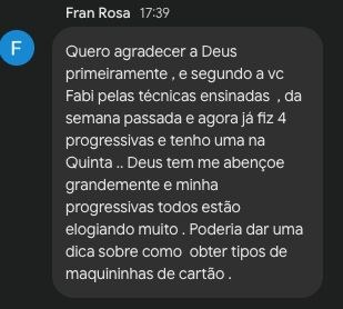 Mensagem real de aluna do Método Progressiva Maravilhosa