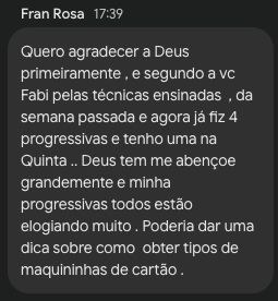 Mensagem real de aluna do Método Progressiva Maravilhosa